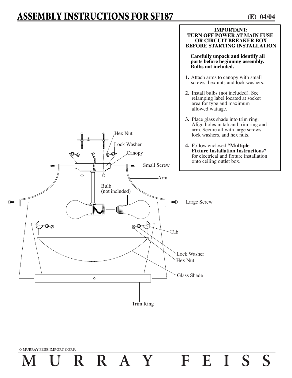 Feiss SF187 User Manual | 1 page