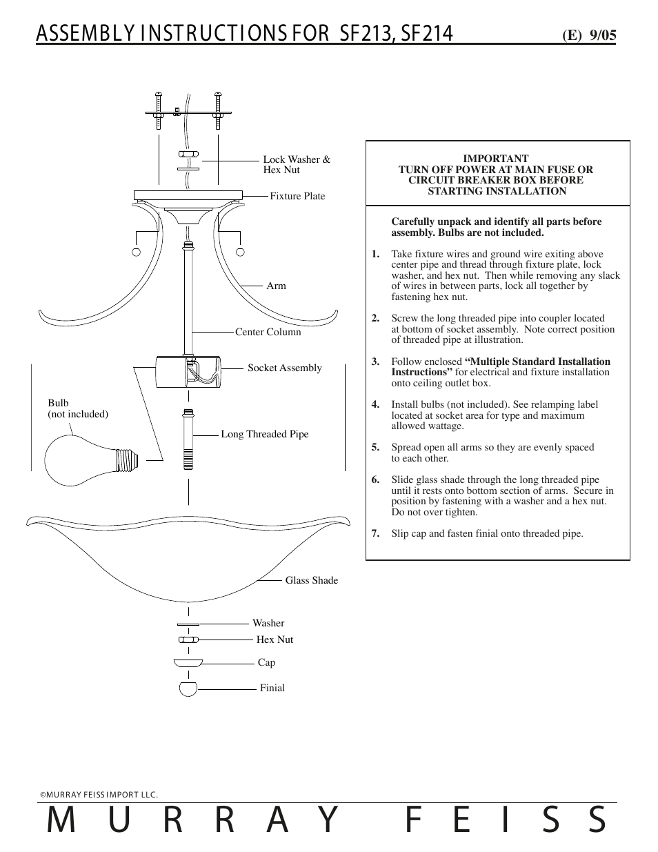 Feiss SF213 User Manual | 1 page