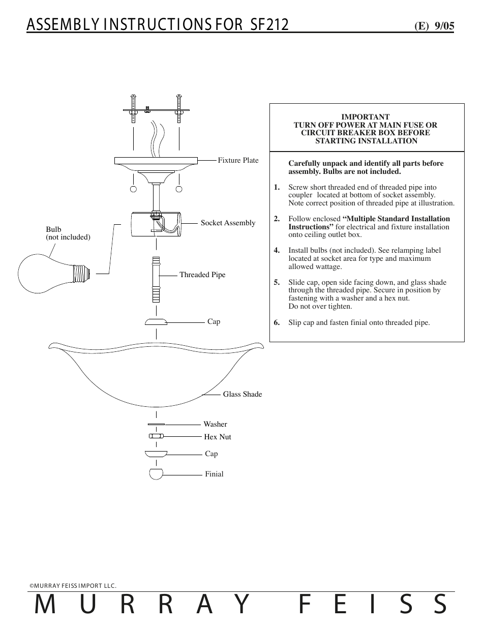 Feiss SF212 User Manual | 1 page