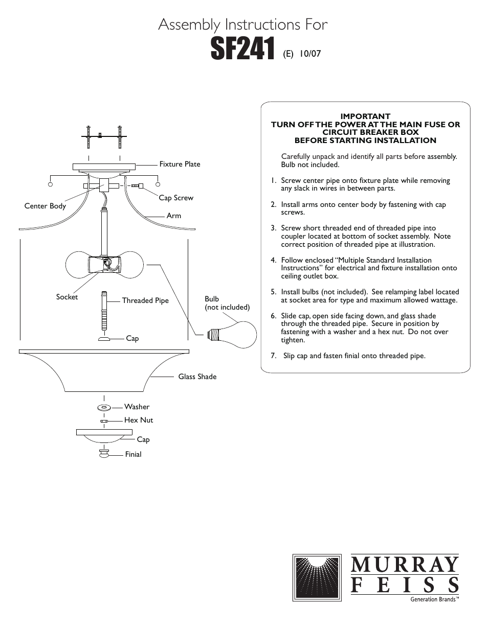 Feiss SF241 User Manual | 1 page