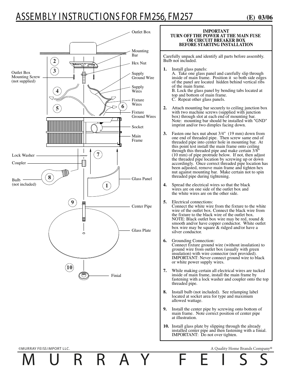 Feiss FM257 User Manual | 1 page