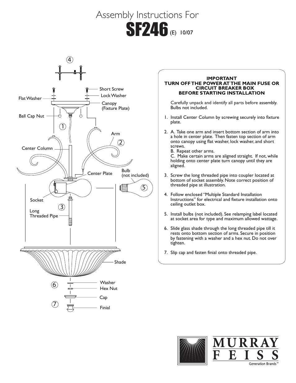 Feiss SF246 User Manual | 1 page