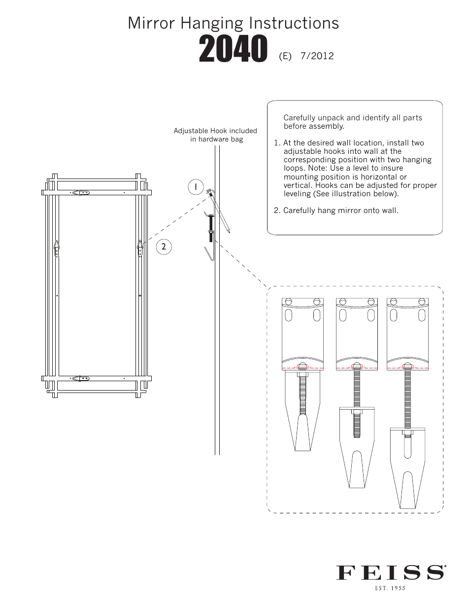 Feiss Mirror Hanging v.2 (2040) User Manual | 3 pages