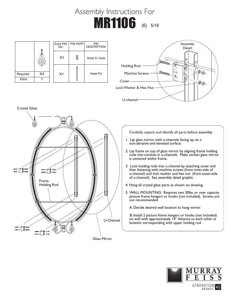 Feiss MR1106 Mirror User Manual | 1 page