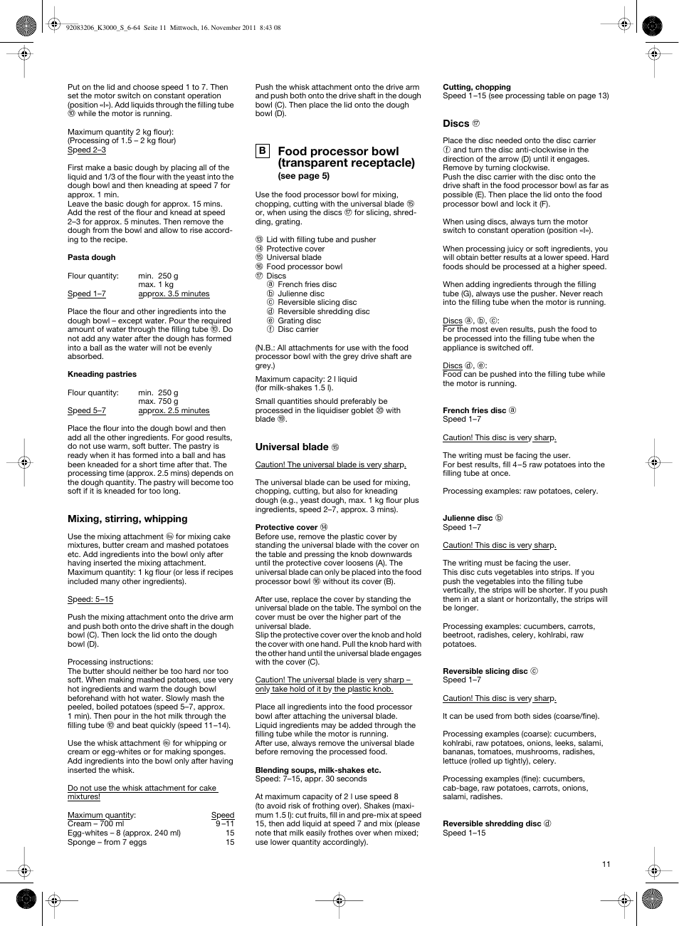 Food processor bowl (transparent receptacle) | Braun MULTIQUICK 7 K3000 User Manual | Page 10 / 61