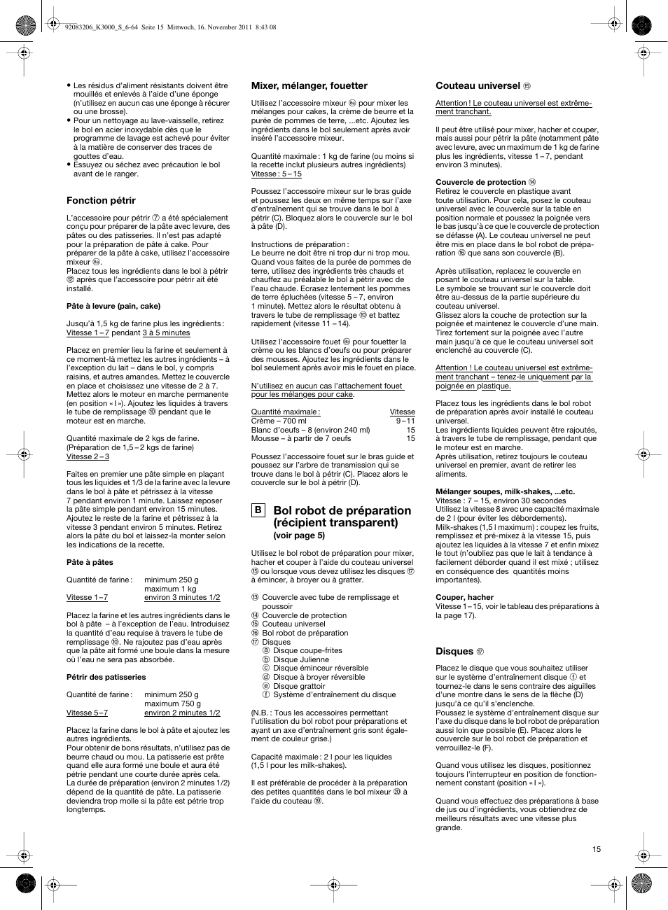 Bol robot de préparation (récipient transparent) | Braun MULTIQUICK 7 K3000 User Manual | Page 14 / 61