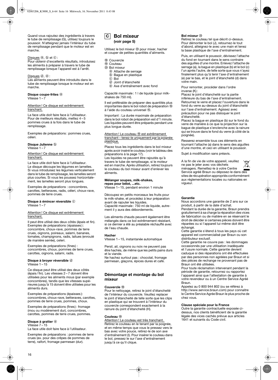 Bol mixeur | Braun MULTIQUICK 7 K3000 User Manual | Page 15 / 61