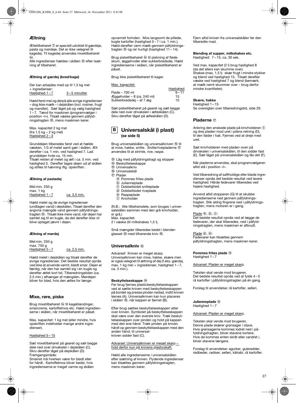 Universalskål (i plast) | Braun MULTIQUICK 7 K3000 User Manual | Page 26 / 61