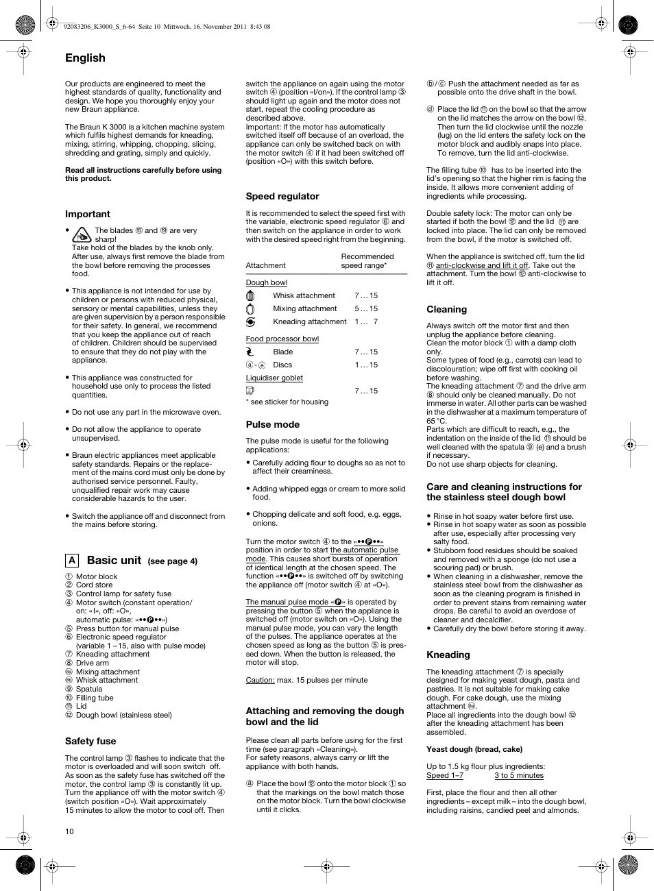 Basic unit, English | Braun MULTIQUICK 7 K3000 User Manual | Page 9 / 61
