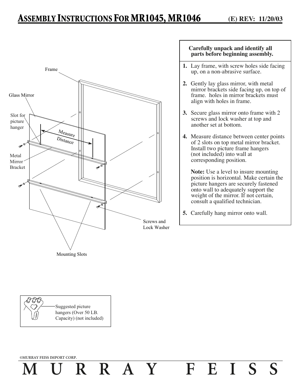 Feiss MR1045 Mirror User Manual | 1 page