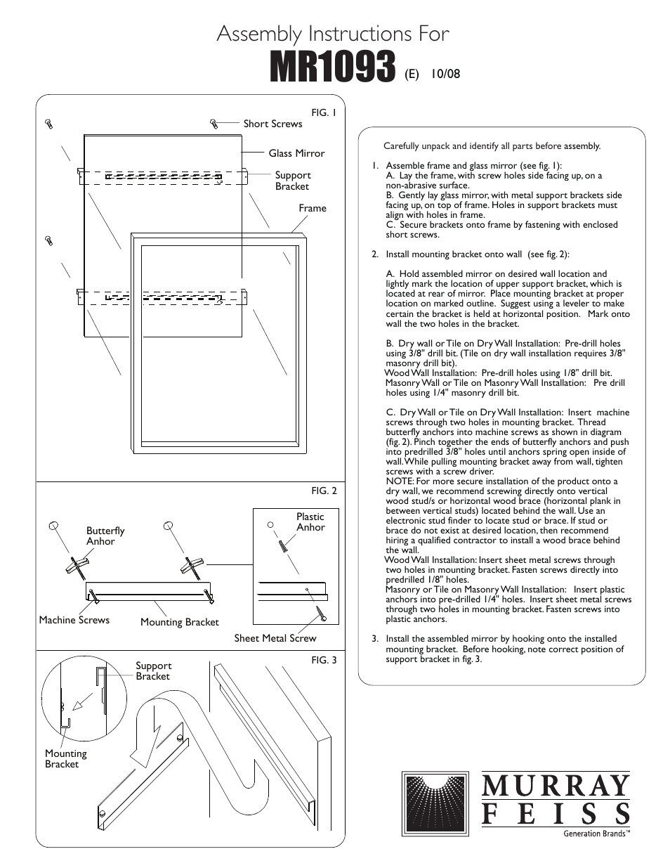 Feiss MR1093 Mirror User Manual | 1 page