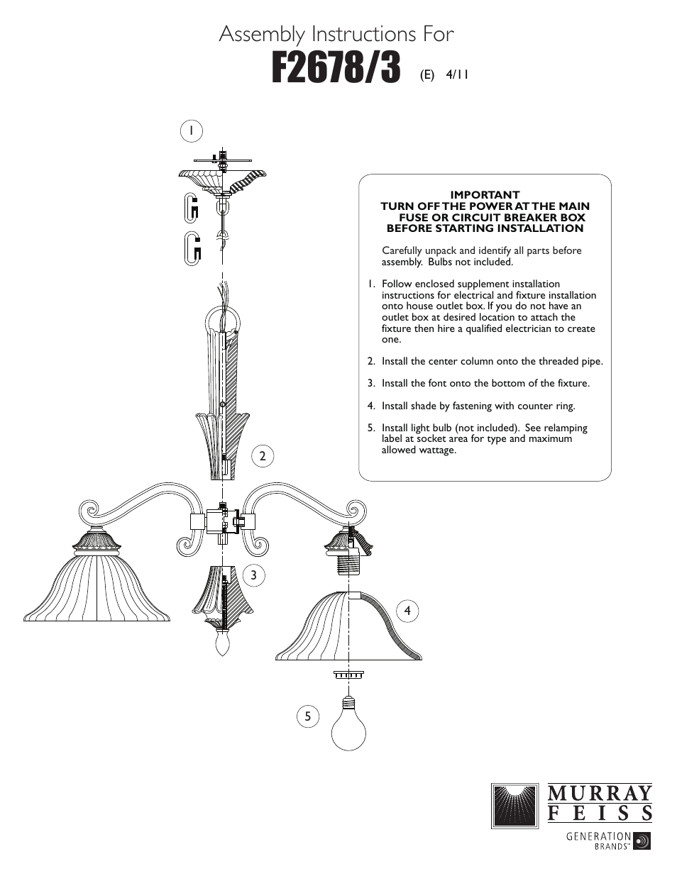 Feiss F2678-3 User Manual | 1 page