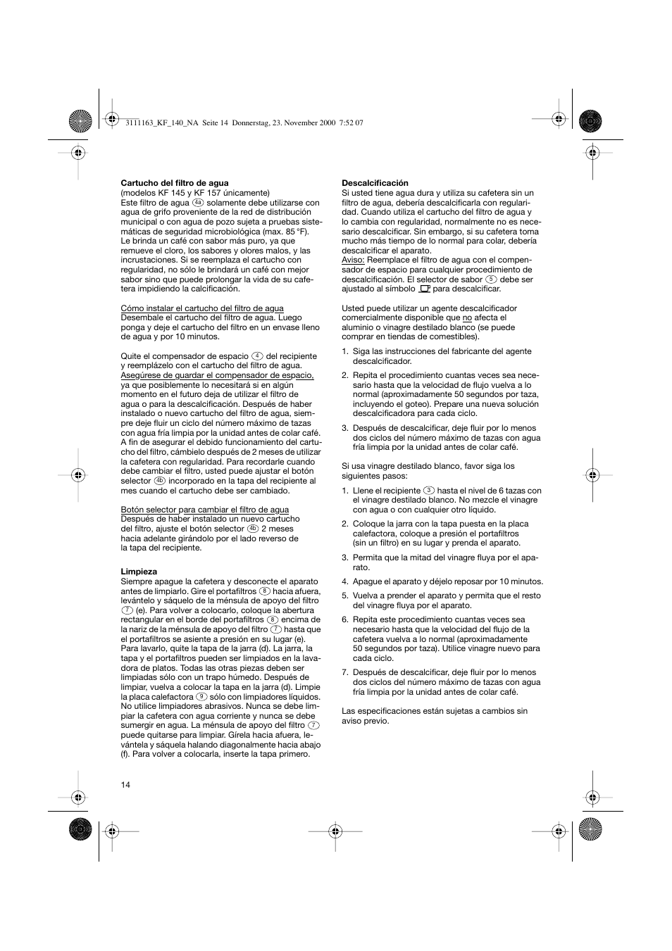 Braun KF 145 User Manual | Page 14 / 18