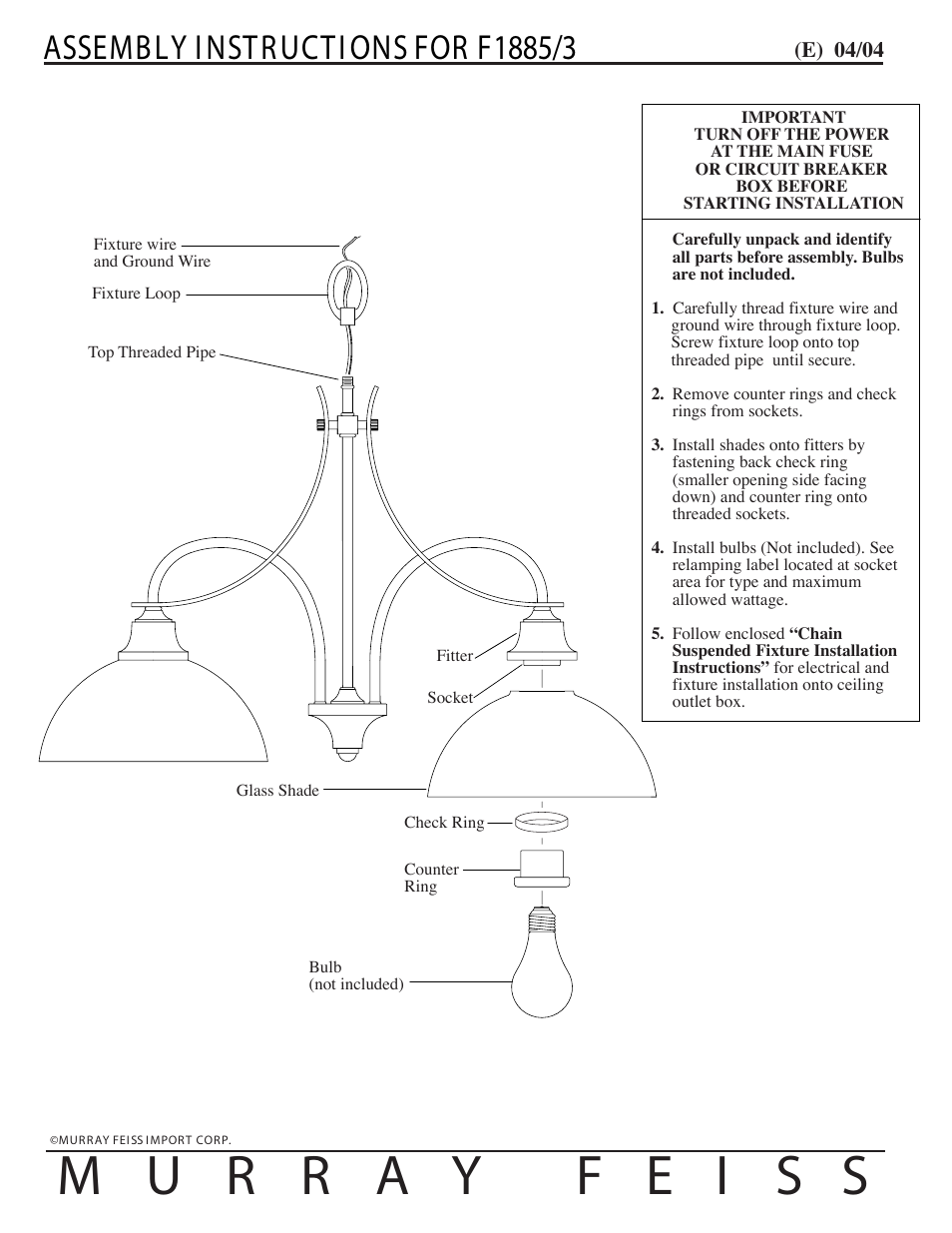 Feiss F1885-3 User Manual | 1 page