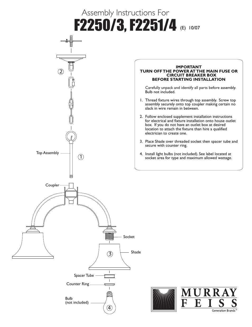 Feiss F2251-4 User Manual | 1 page