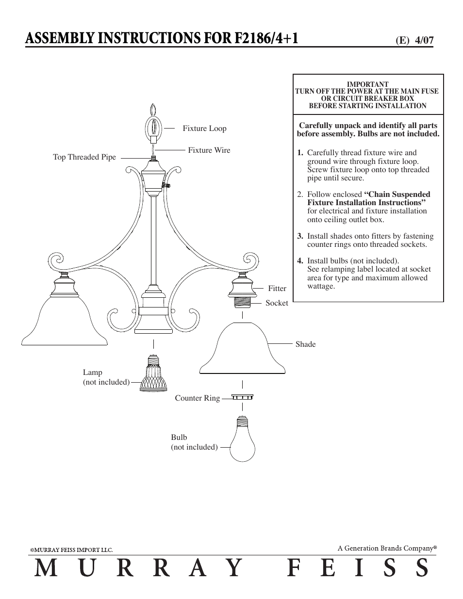 Feiss F2186-4 User Manual | 1 page