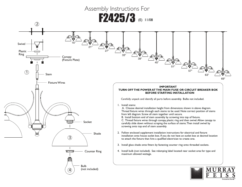 Feiss F2425-3 User Manual | 1 page