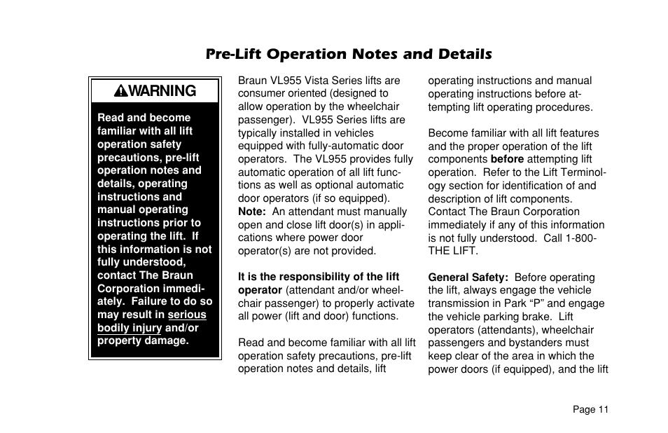 Warning | Braun VL955 User Manual | Page 13 / 40