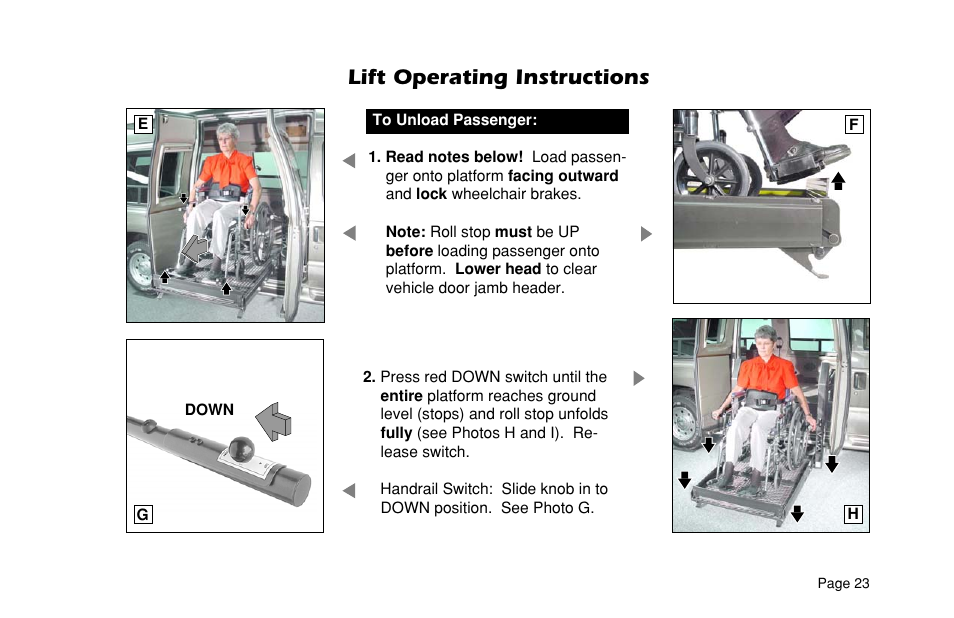 Lift operating instructions | Braun VL955 User Manual | Page 25 / 40