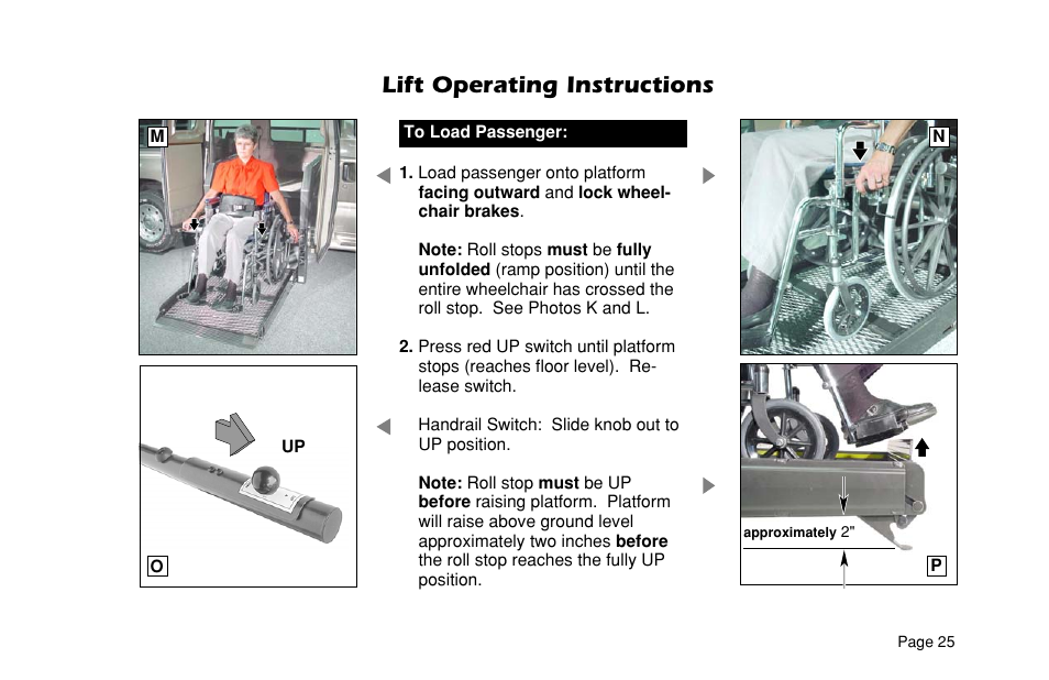 Lift operating instructions | Braun VL955 User Manual | Page 27 / 40