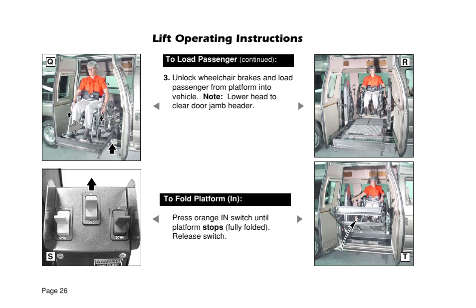 Lift operating instructions | Braun VL955 User Manual | Page 28 / 40