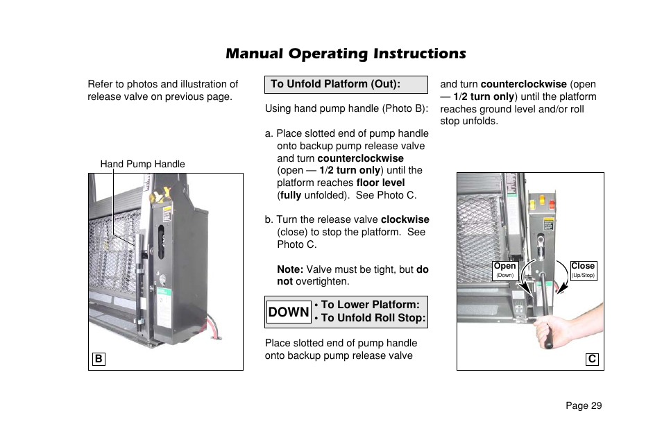 Manual operating instructions, Down | Braun VL955 User Manual | Page 31 / 40