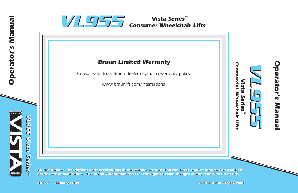 Operator's manual | Braun VL955 User Manual | Page 40 / 40