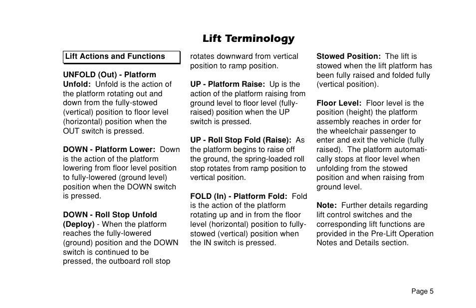 Lift terminology | Braun VL955 User Manual | Page 7 / 40