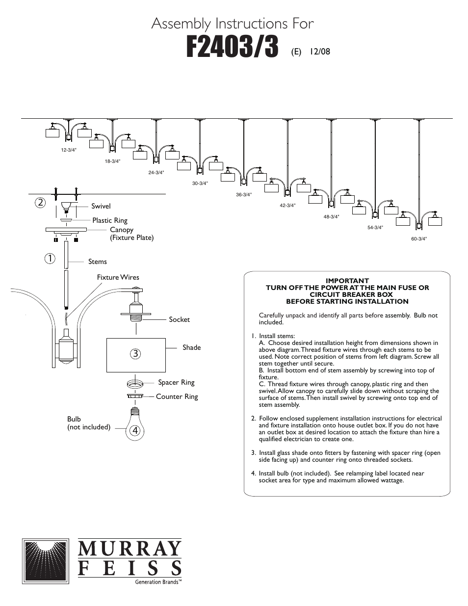 Feiss F2403-3 User Manual | 1 page