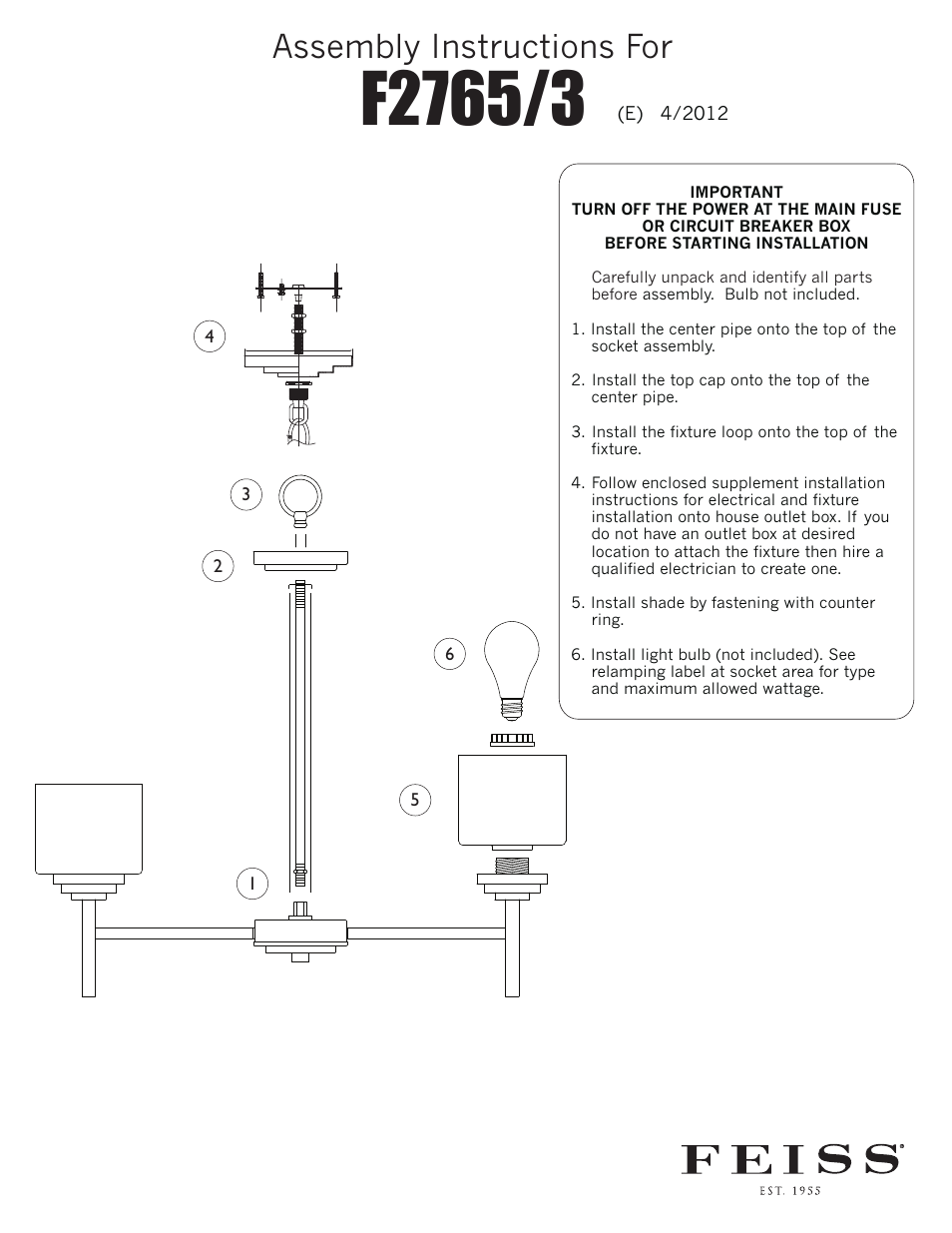 Feiss F2765-3 User Manual | 1 page