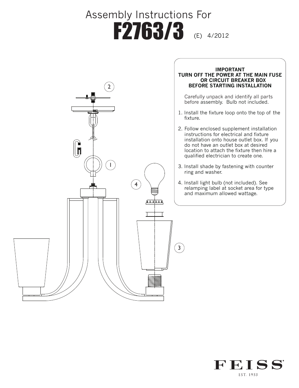 Feiss F2763-3 User Manual | 1 page