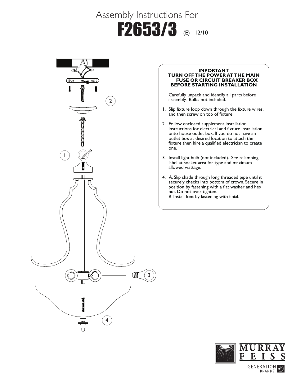 Feiss F2653-3 User Manual | 1 page