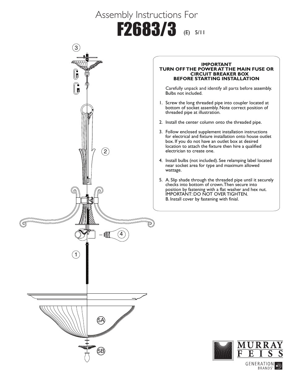 Feiss F2683-3 User Manual | 1 page