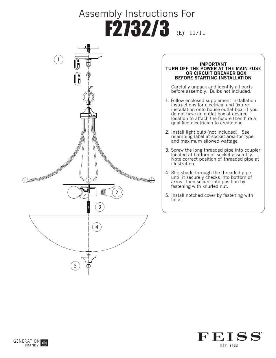 Feiss F2732-3 User Manual | 1 page