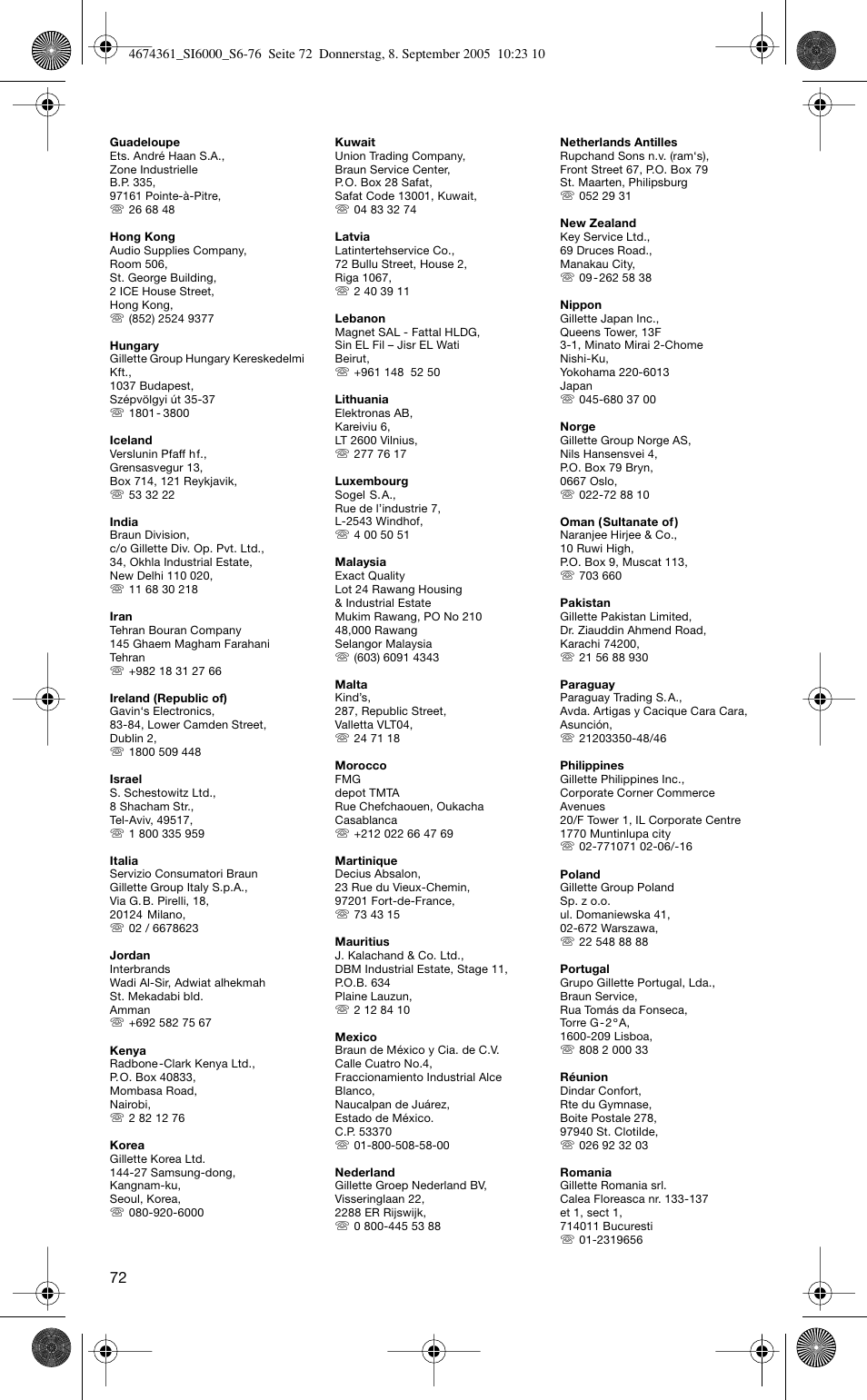 Braun FREESTYLE SI 6560 User Manual | Page 72 / 73