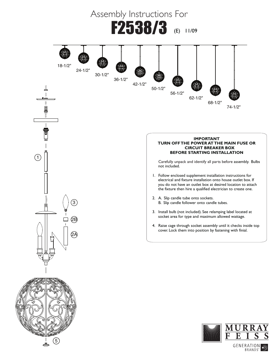 Feiss F2538-3 User Manual | 1 page