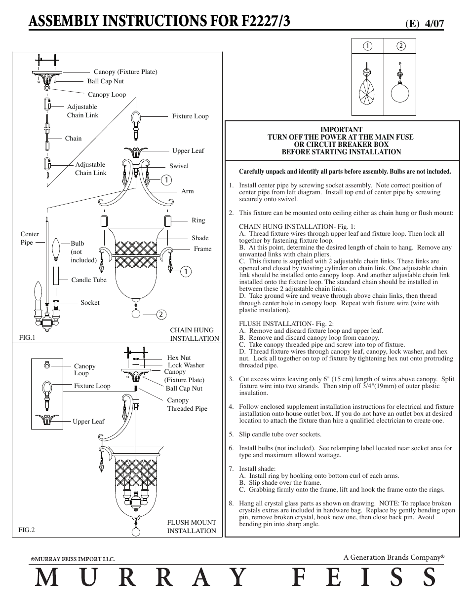 Feiss F2227-3 User Manual | 1 page