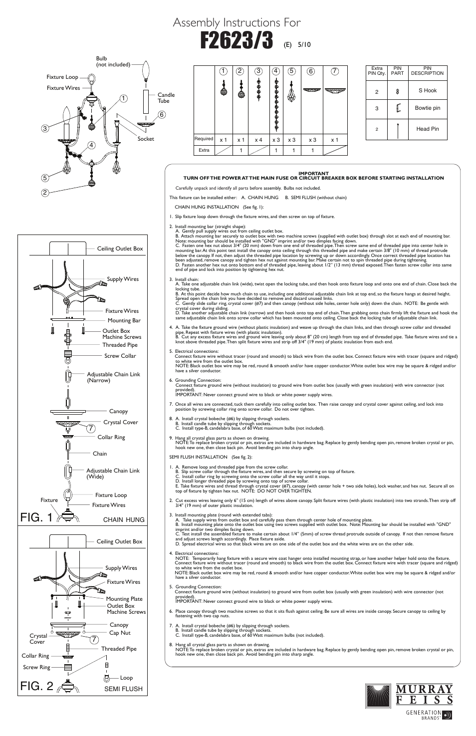 Feiss F2623-3 User Manual | 1 page