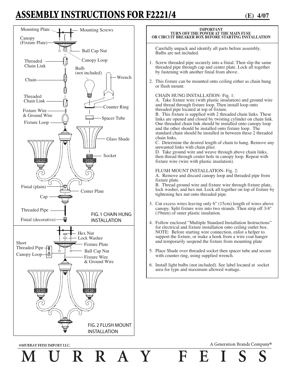 Feiss F2221-4 User Manual | 1 page