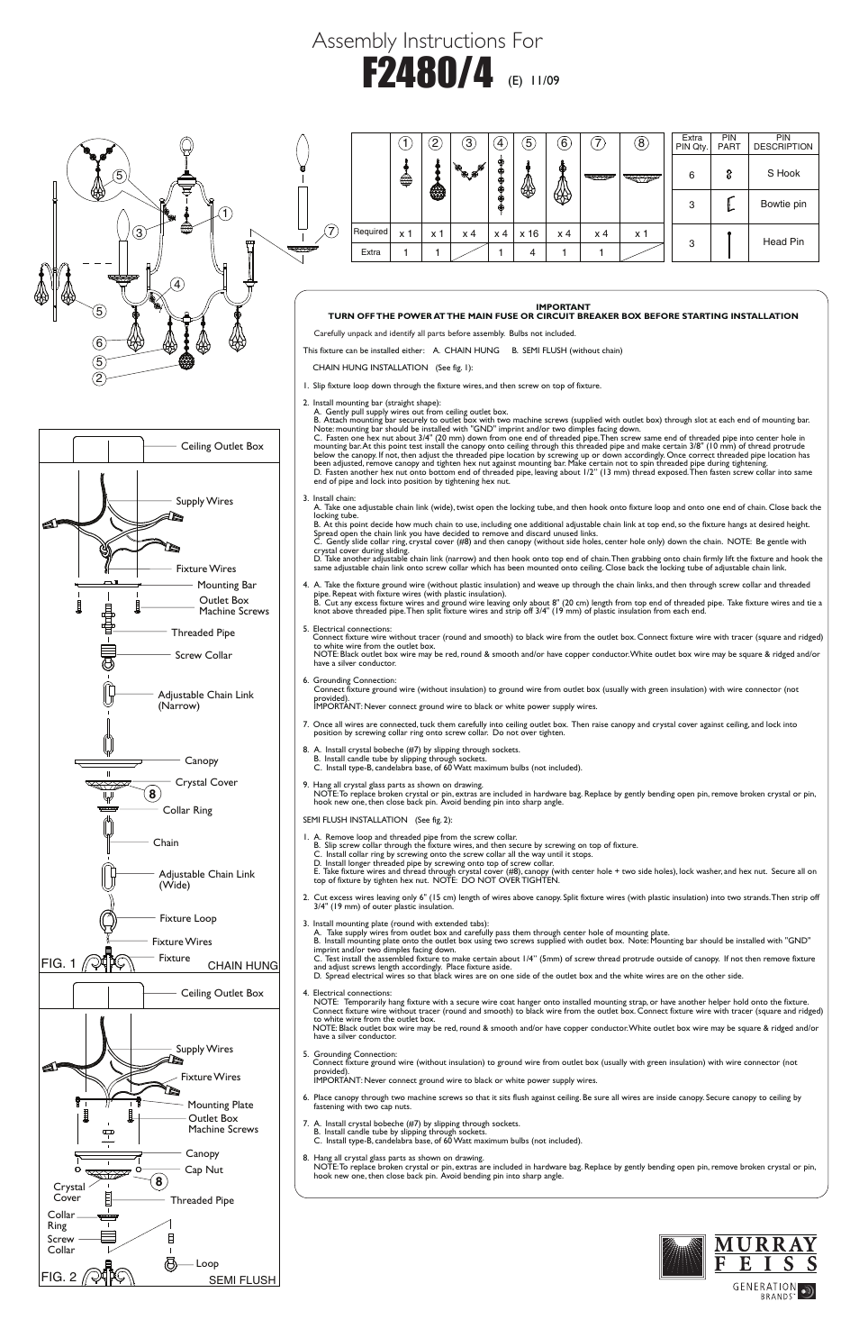 Feiss F2480-4 User Manual | 1 page