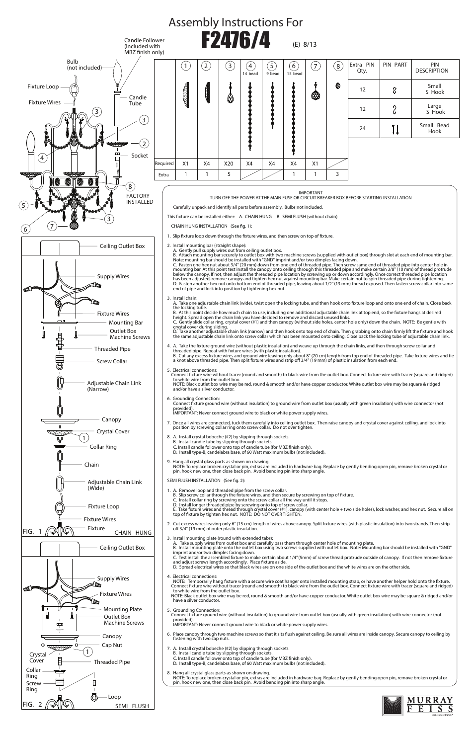 Feiss F2476-4 User Manual | 1 page