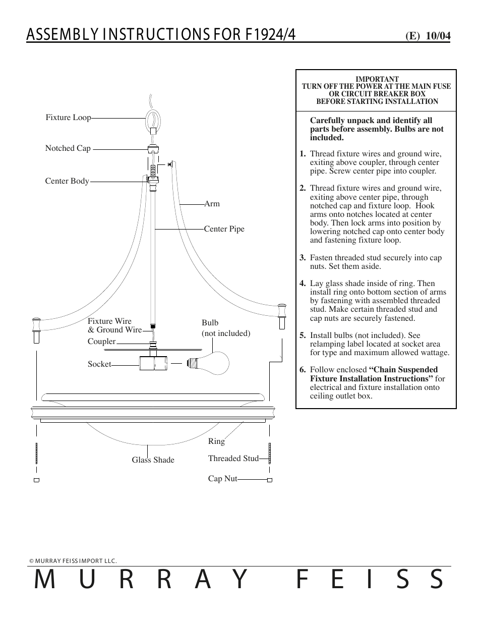 Feiss F1924-4 User Manual | 1 page