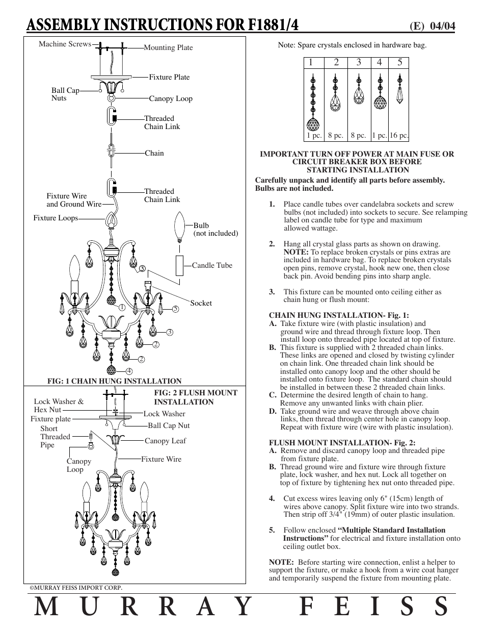 Feiss F1881-4 User Manual | 1 page