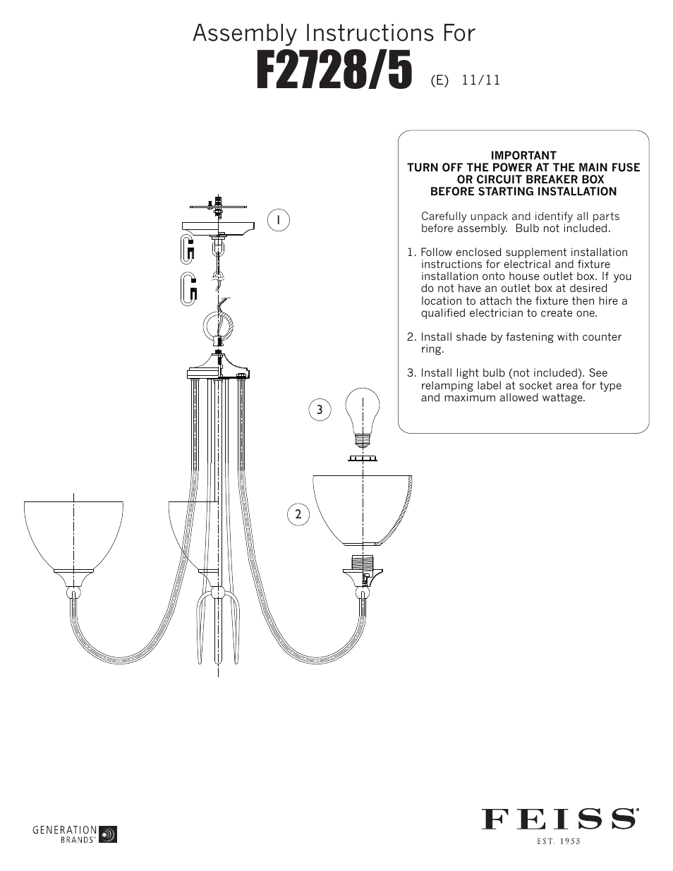 Feiss F2728-5 User Manual | 1 page