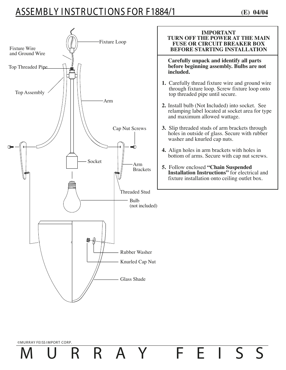 Feiss F1884-10 User Manual | 1 page