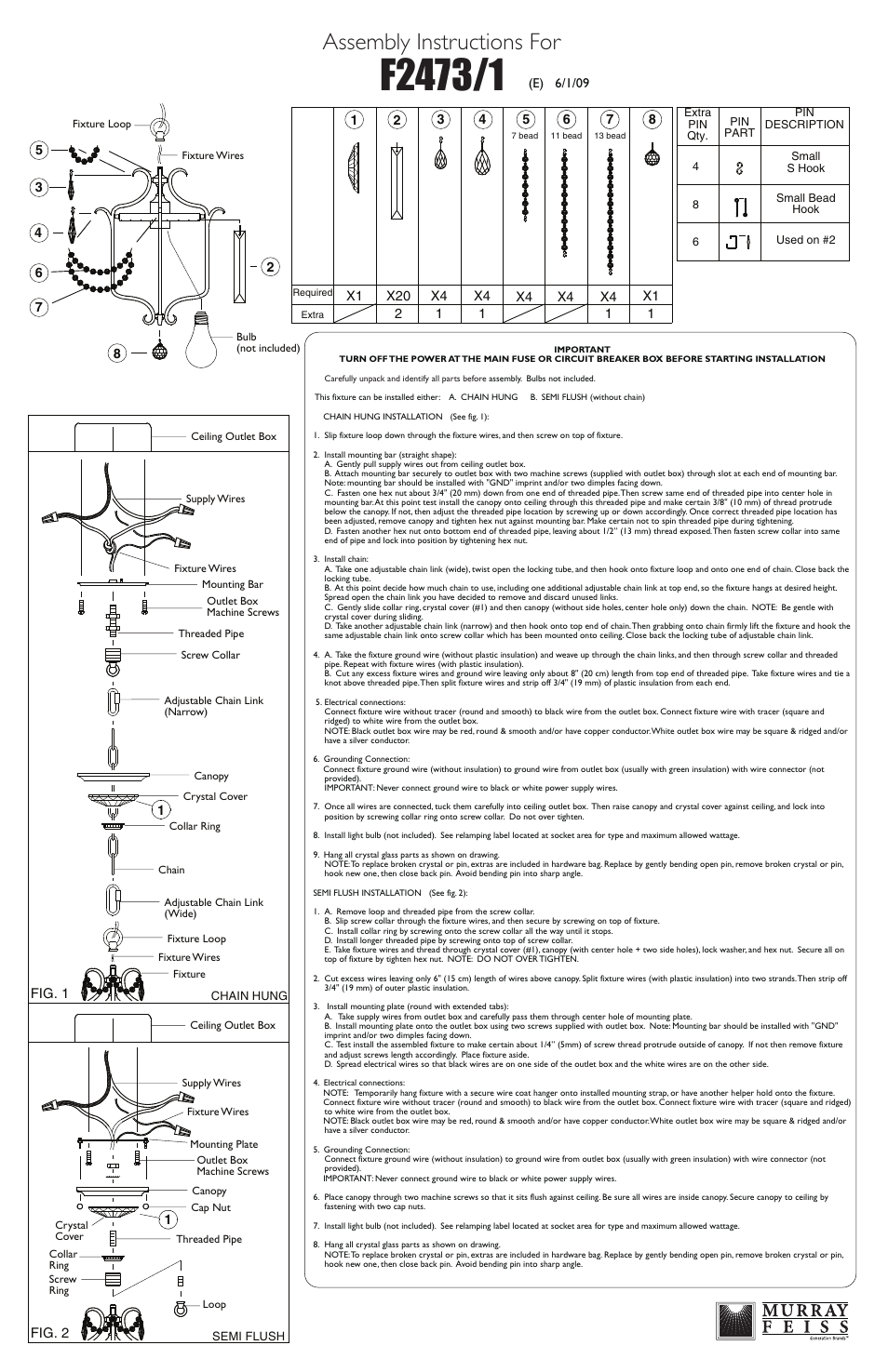 Feiss F2473-1 User Manual | 1 page