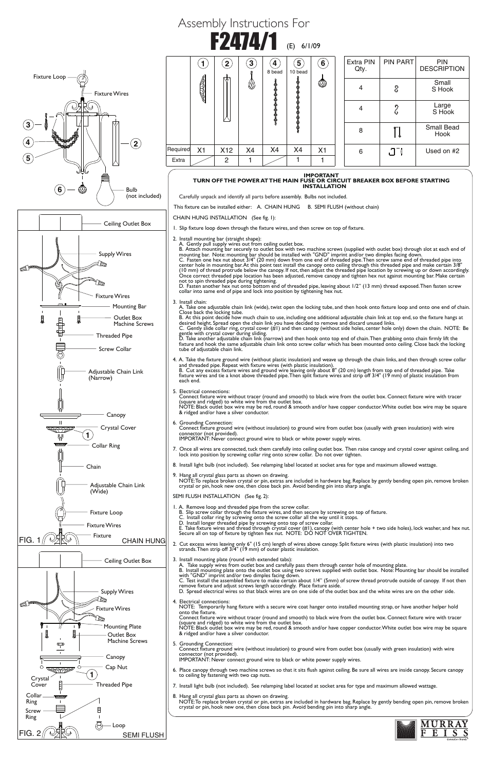 Feiss F2474-1 User Manual | 1 page