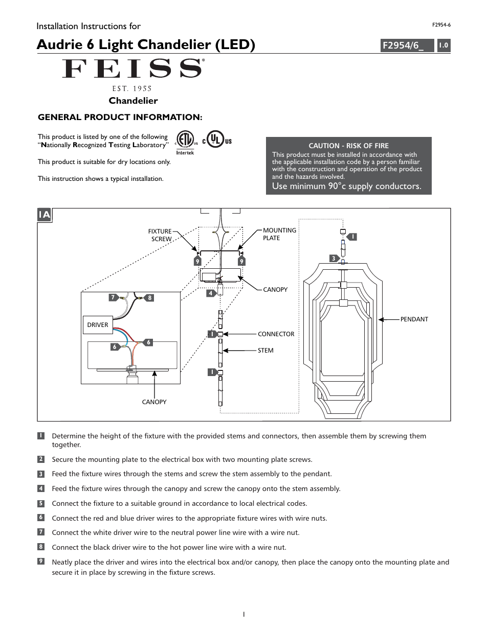 Feiss F2954-6 User Manual | 4 pages
