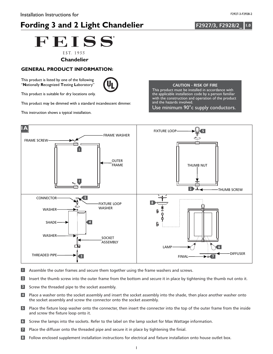 Feiss F2928-2 User Manual | 4 pages