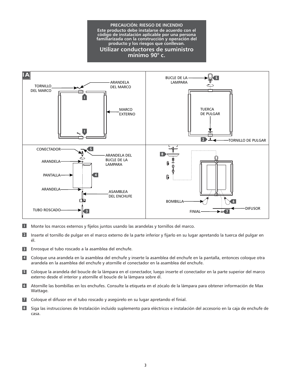 Utilizar conductores de suministro mínimo 90° c | Feiss F2928-2 User Manual | Page 3 / 4